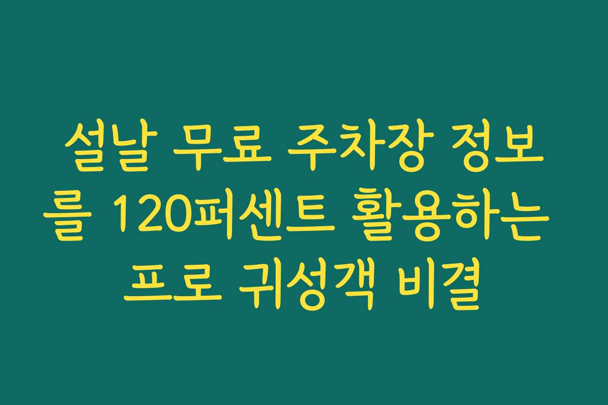 설날 무료 주차장 정보를 120퍼센트 활용하는 프로 귀성객 비결