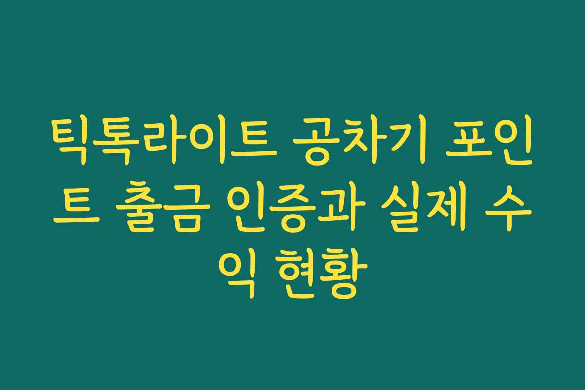 틱톡라이트 공차기 포인트 출금 인증과 실제 수익 현황
