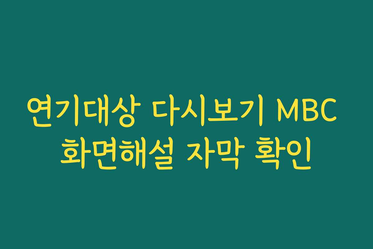 연기대상 다시보기 MBC 화면해설 자막 확인