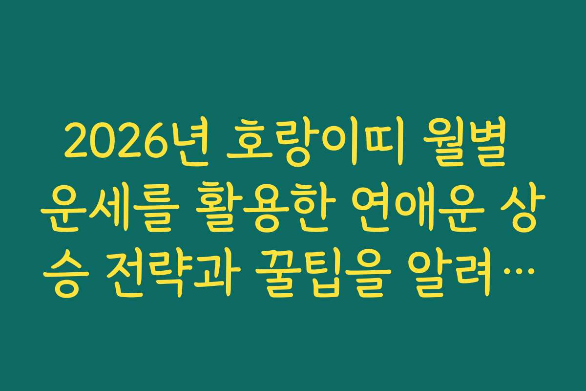 2026년 호랑이띠 월별 운세를 활용한 연애운 상승 전략과 꿀팁을 알려줍니다