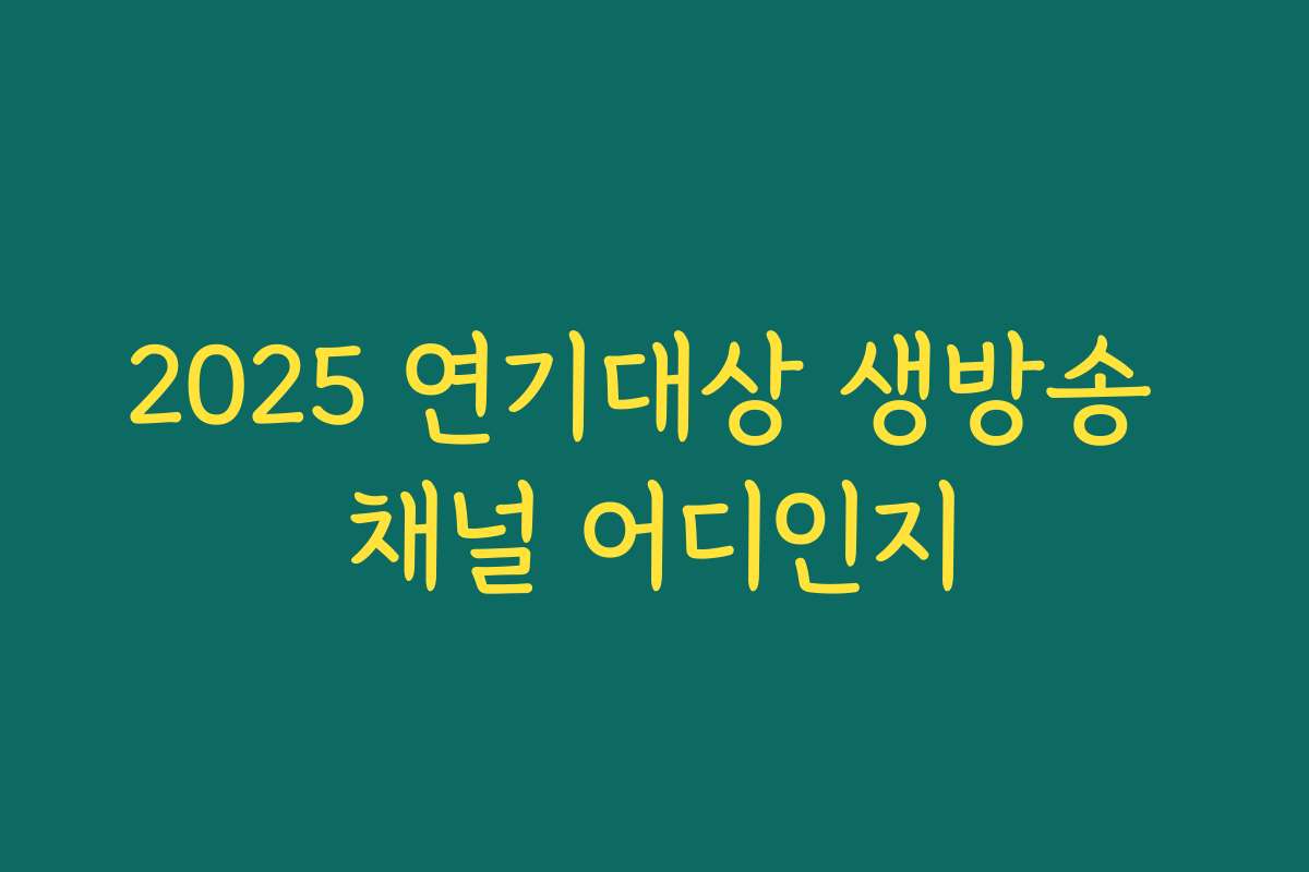 2025 연기대상 생방송 채널 어디인지