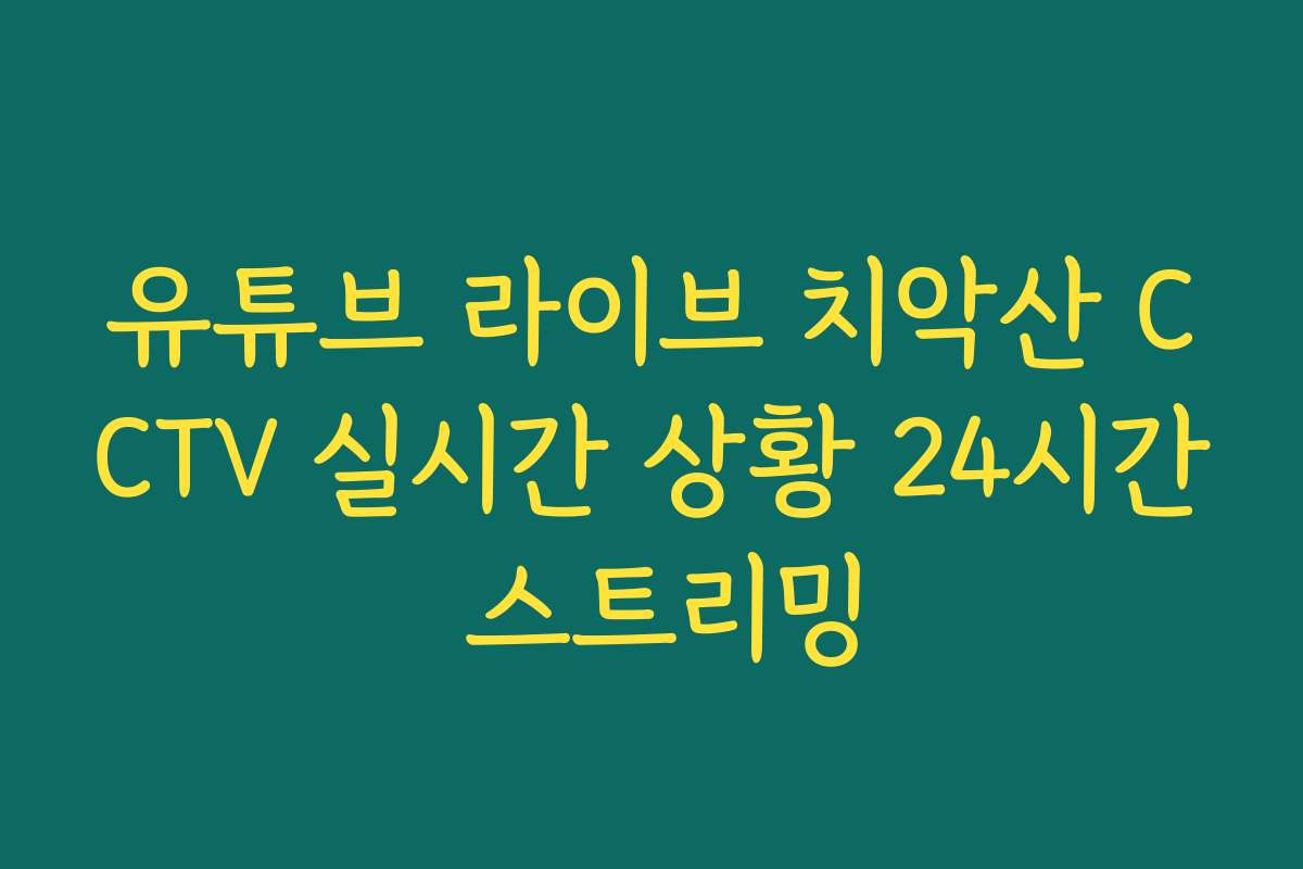유튜브 라이브 치악산 CCTV 실시간 상황 24시간 스트리밍
