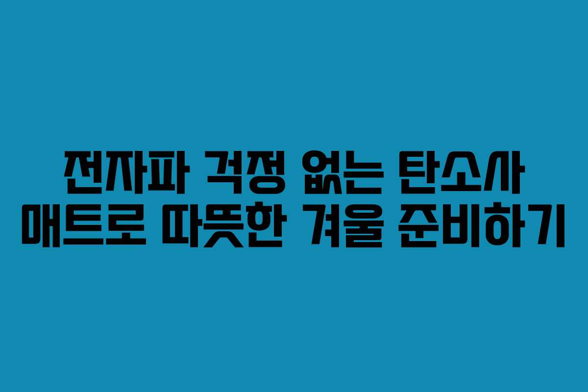 전자파 걱정 없는 탄소사 매트로 따뜻한 겨울 준비하기
