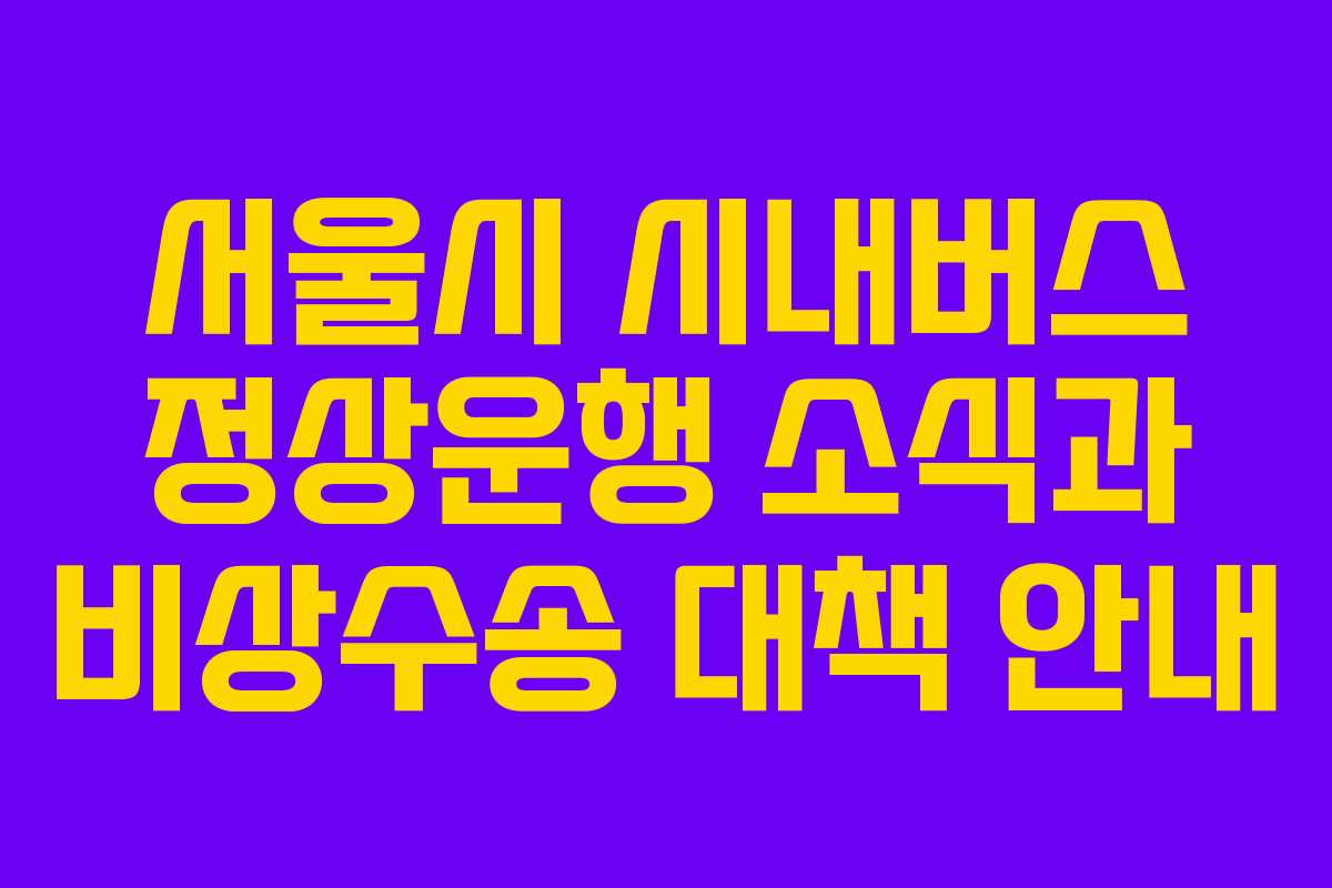 서울시 시내버스 정상운행 소식과 비상수송 대책 안내