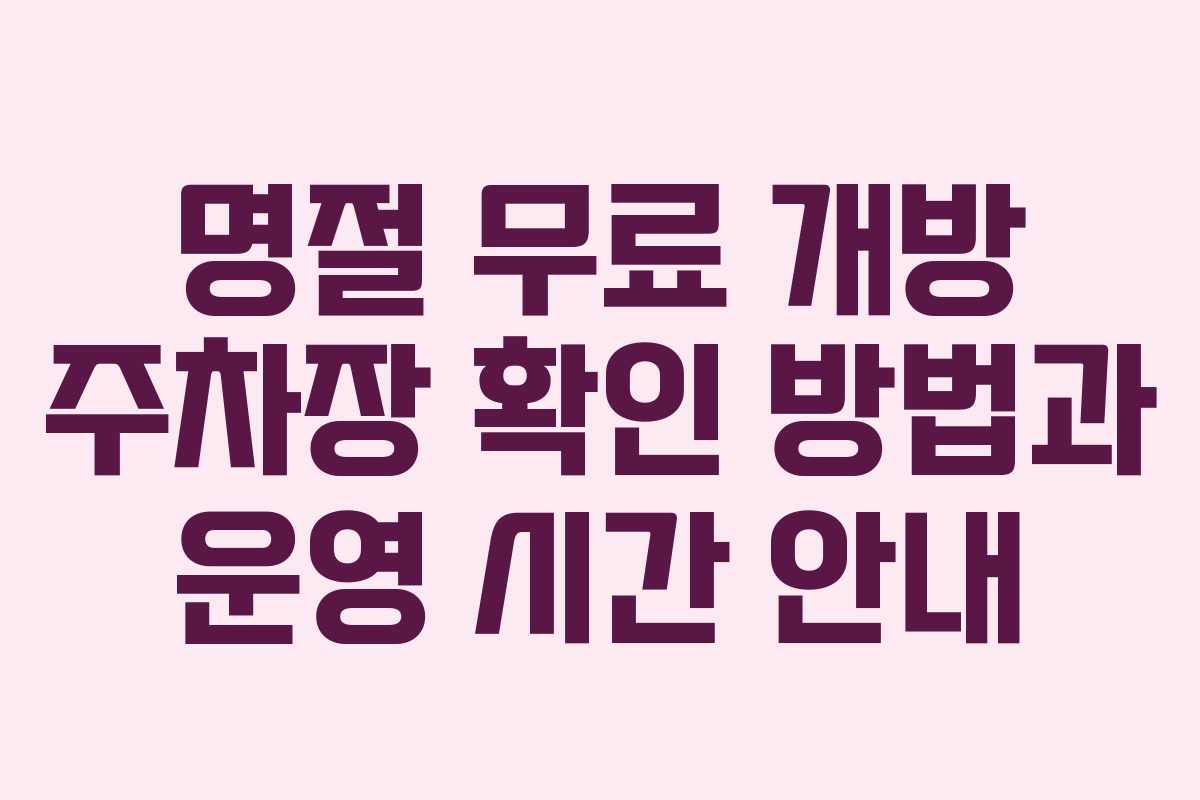 명절 무료 개방 주차장 확인 방법과 운영 시간 안내