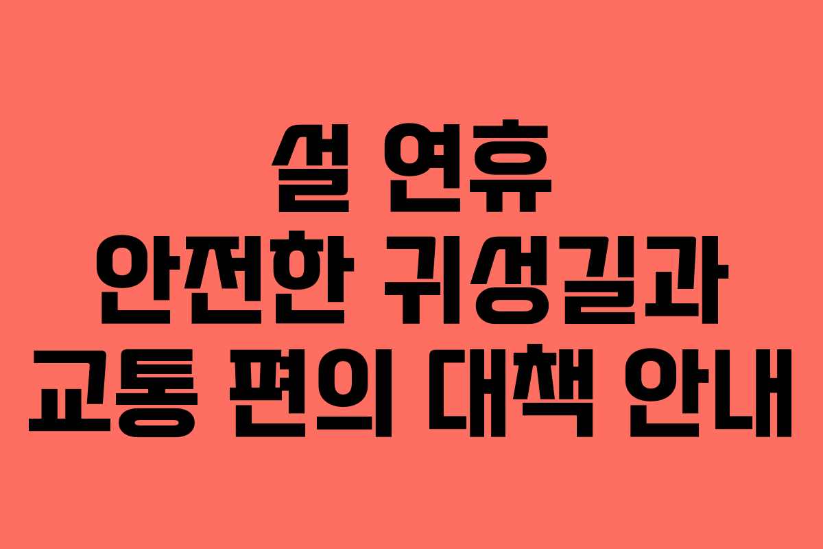 설 연휴 안전한 귀성길과 교통 편의 대책 안내