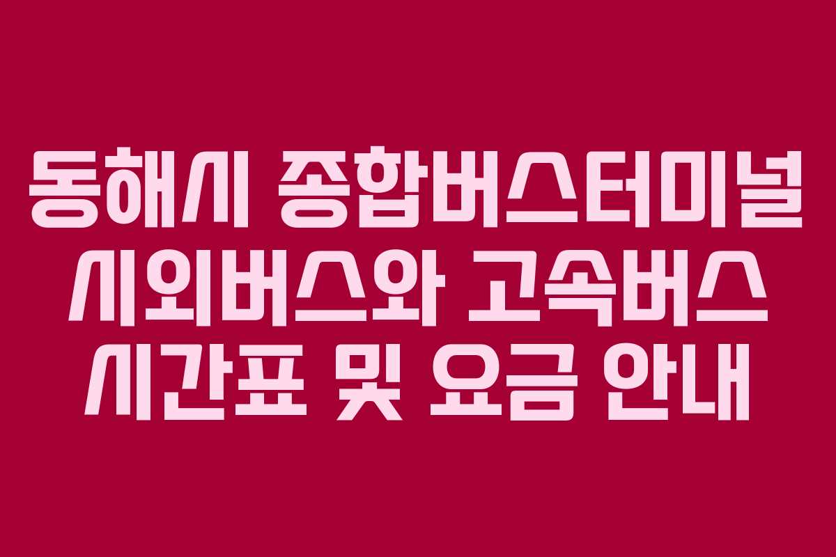 동해시 종합버스터미널 시외버스와 고속버스 시간표 및 요금 안내