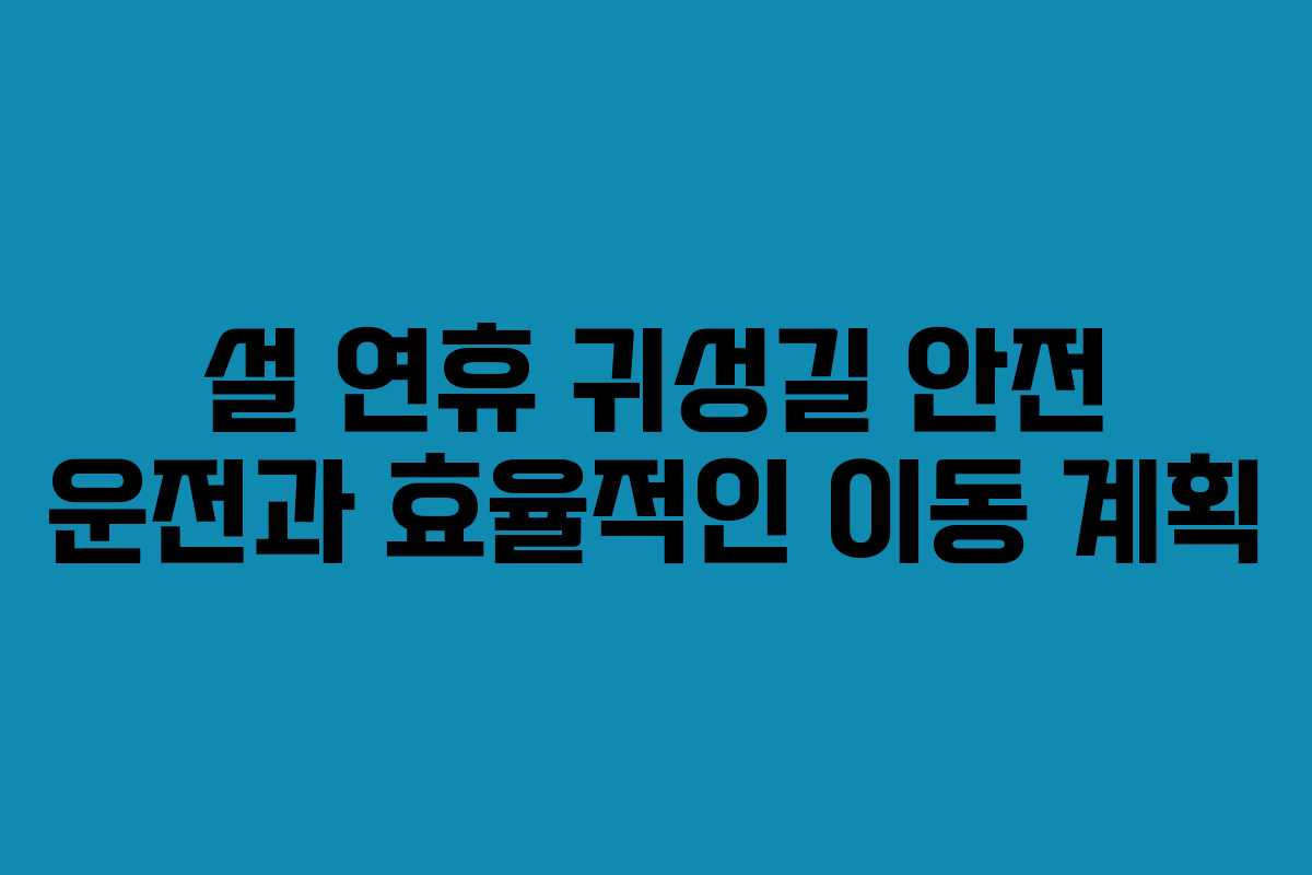 설 연휴 귀성길 안전 운전과 효율적인 이동 계획