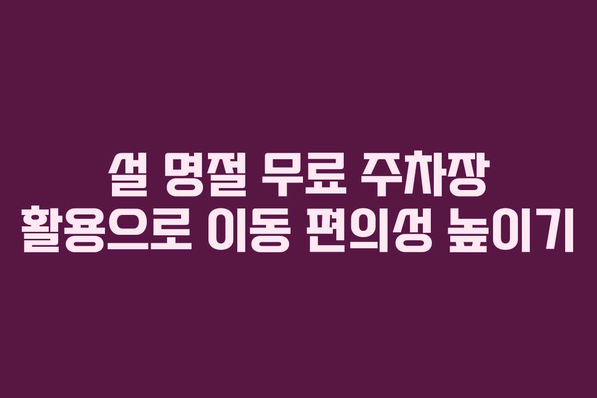 설 명절 무료 주차장 활용으로 이동 편의성 높이기