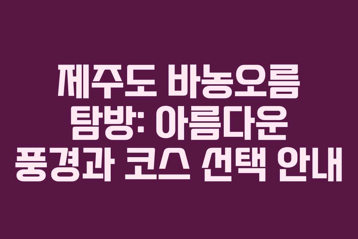 제주도 바농오름 탐방: 아름다운 풍경과 코스 선택 안내