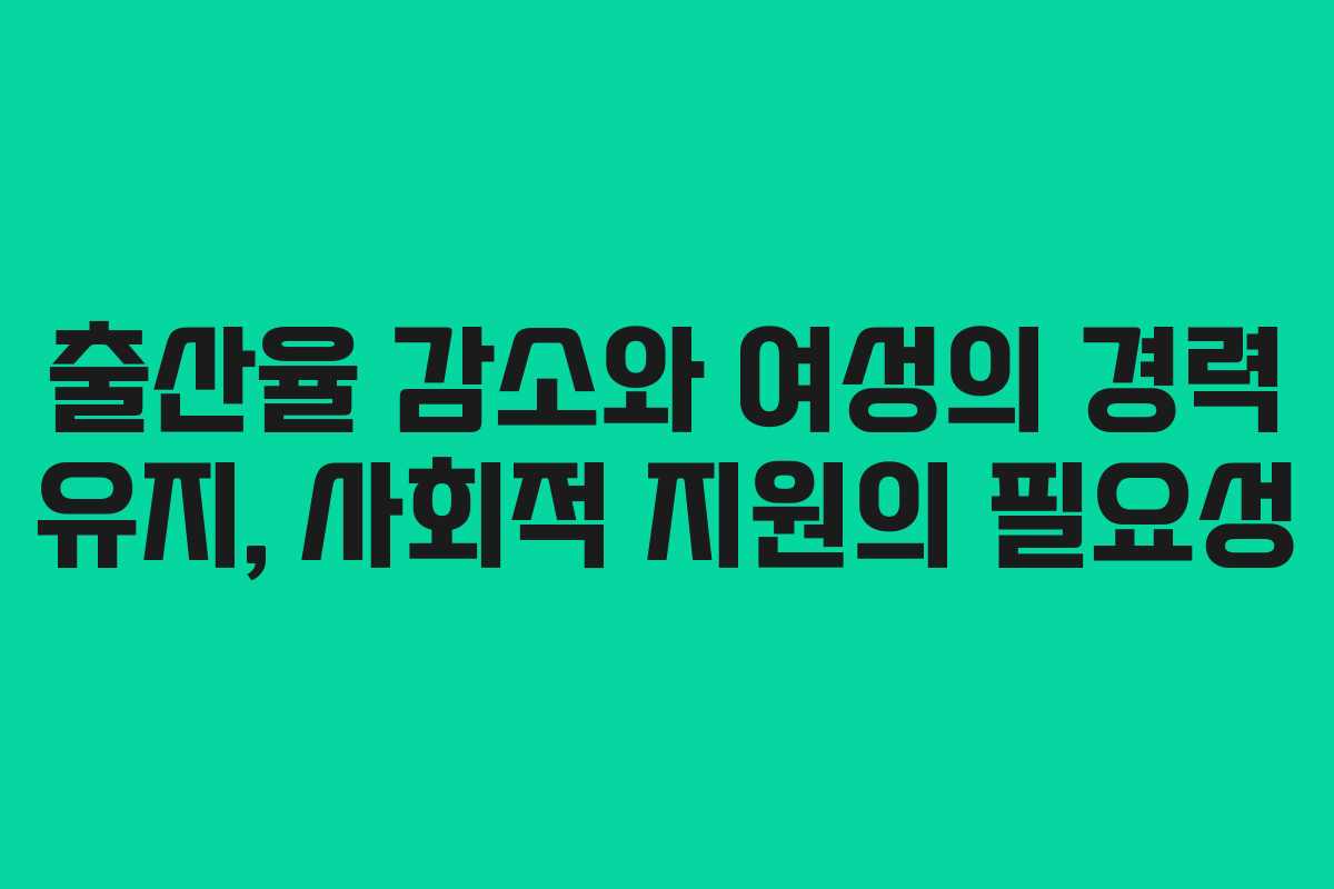 출산율 감소와 여성의 경력 유지, 사회적 지원의 필요성