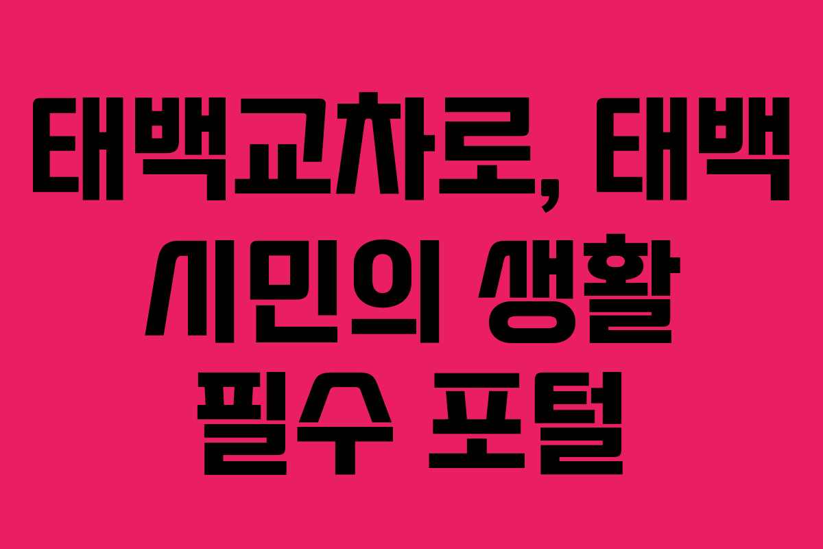 태백교차로, 태백 시민의 생활 필수 포털 태백교차로, 태백 시민의 생활 필수 포털