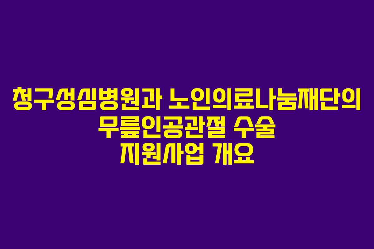 청구성심병원과 노인의료나눔재단의 무릎인공관절 수술 지원사업 개요