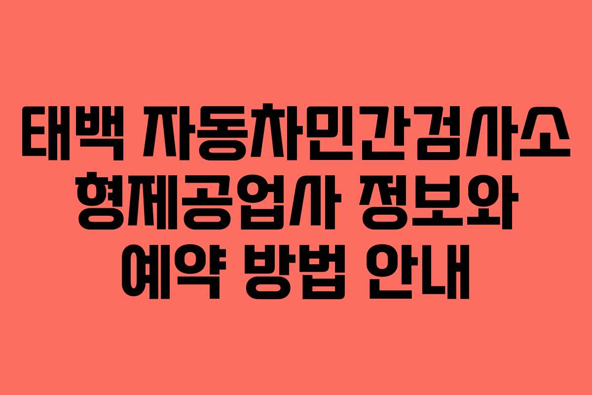 태백 자동차민간검사소 형제공업사 정보와 예약 방법 안내