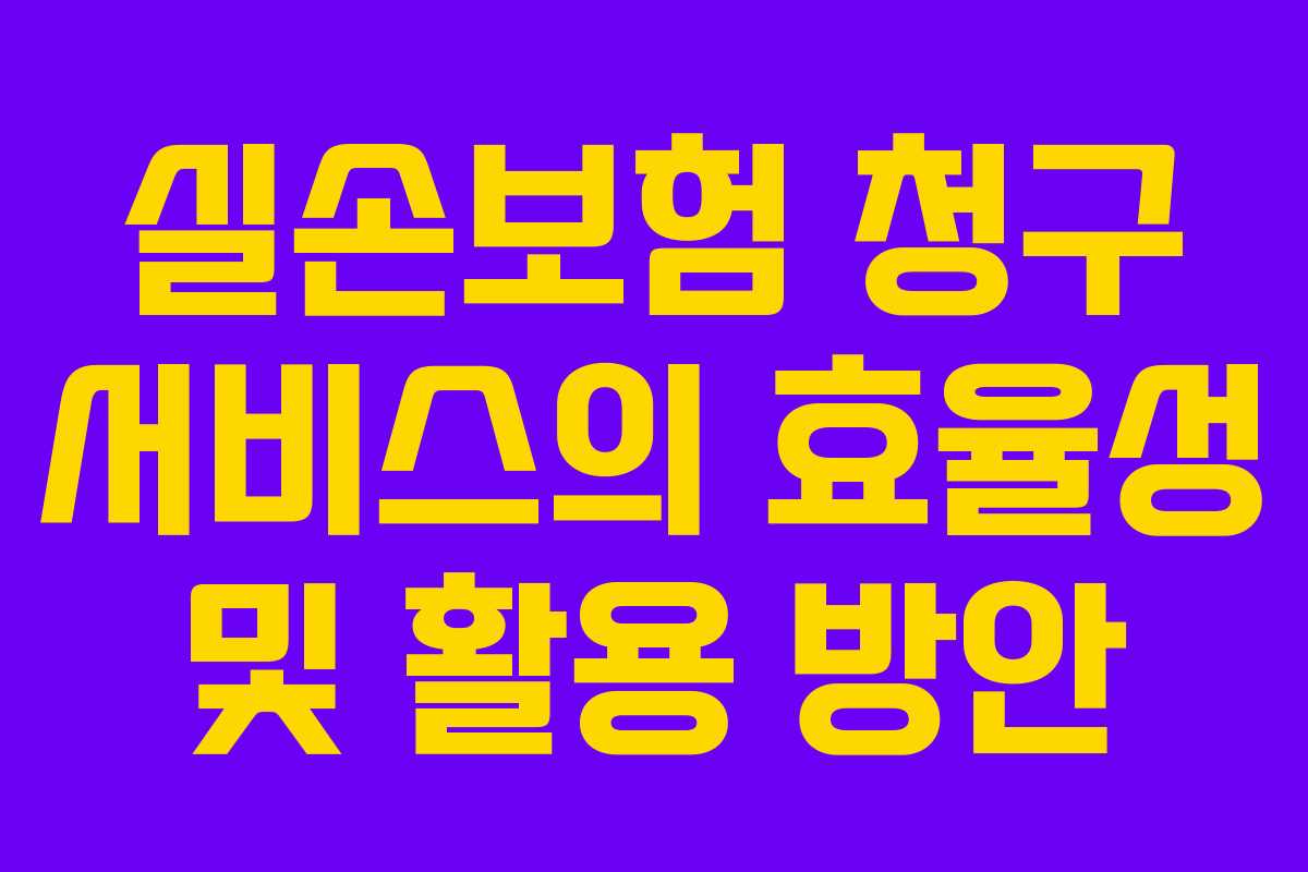 실손보험 청구 서비스의 효율성 및 활용 방안 실손보험 청구 서비스의 효율성 및 활용 방안