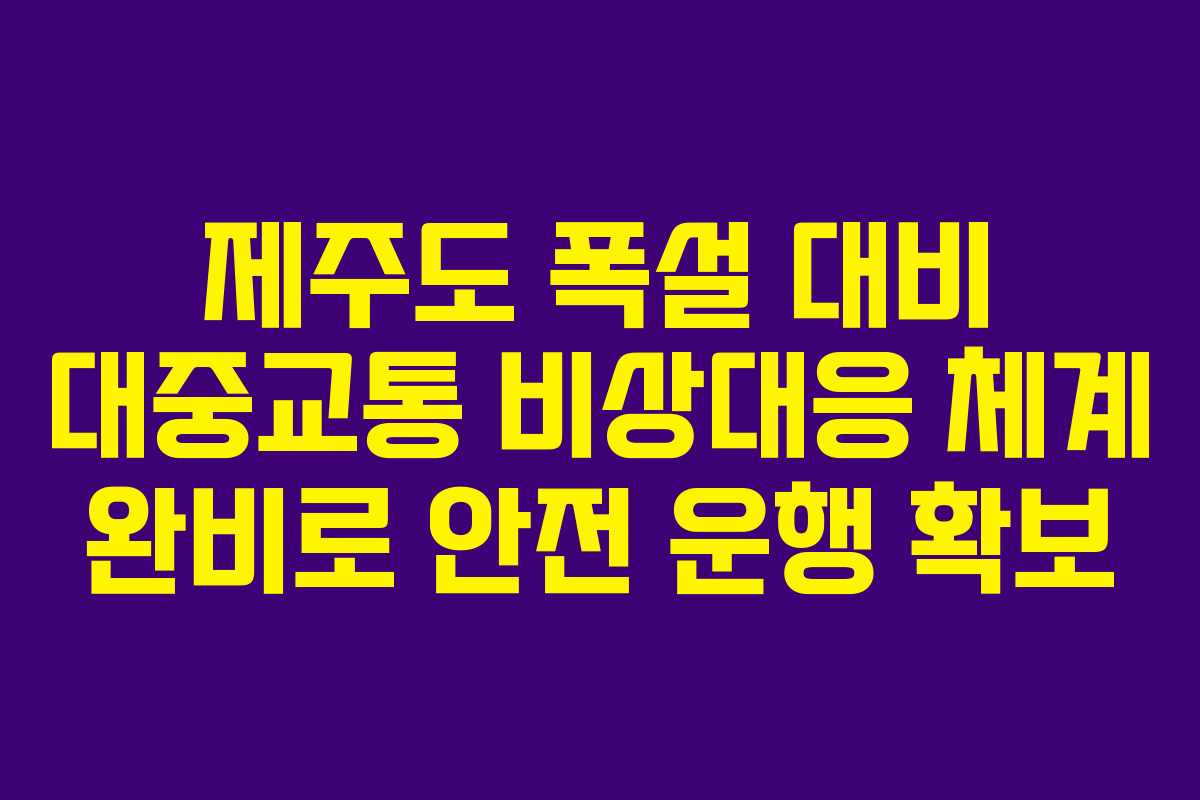 제주도 폭설 대비 대중교통 비상대응 체계 완비로 안전 운행 확보 제주도 폭설 대비 대중교통 비상대응 체계 완비로 안전 운행 확보