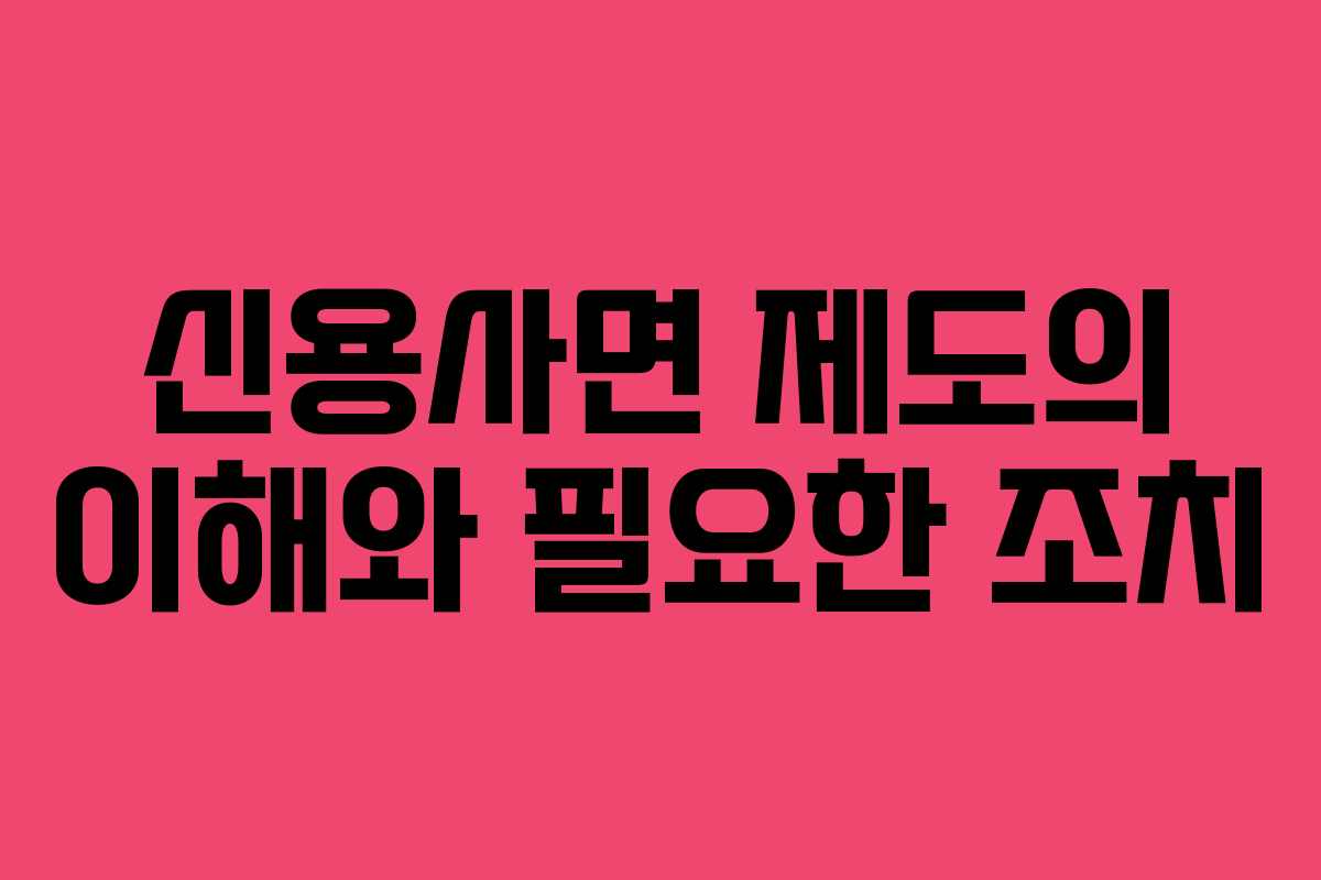 신용사면 제도의 이해와 필요한 조치