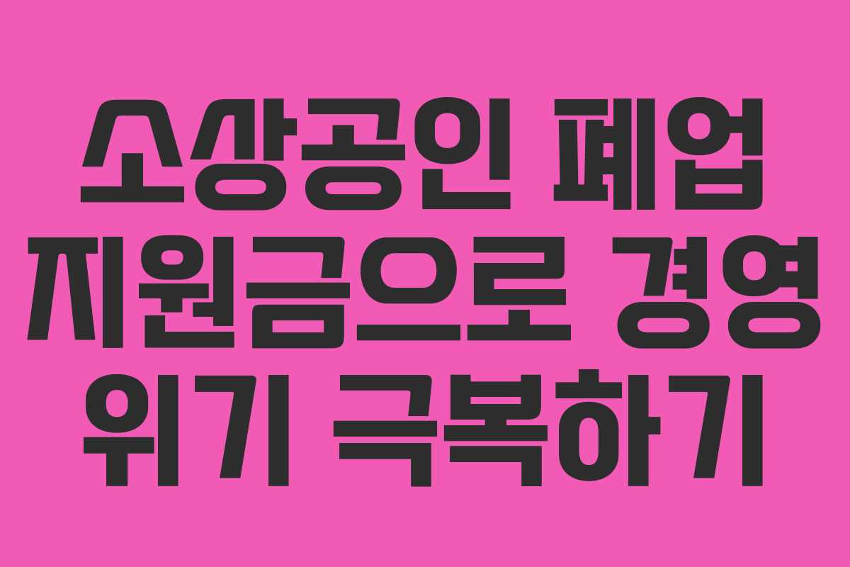 소상공인 폐업 지원금으로 경영 위기 극복하기