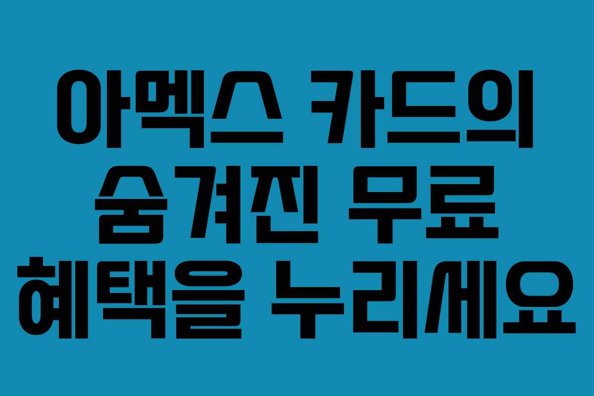 아멕스 카드의 숨겨진 무료 혜택을 누리세요
