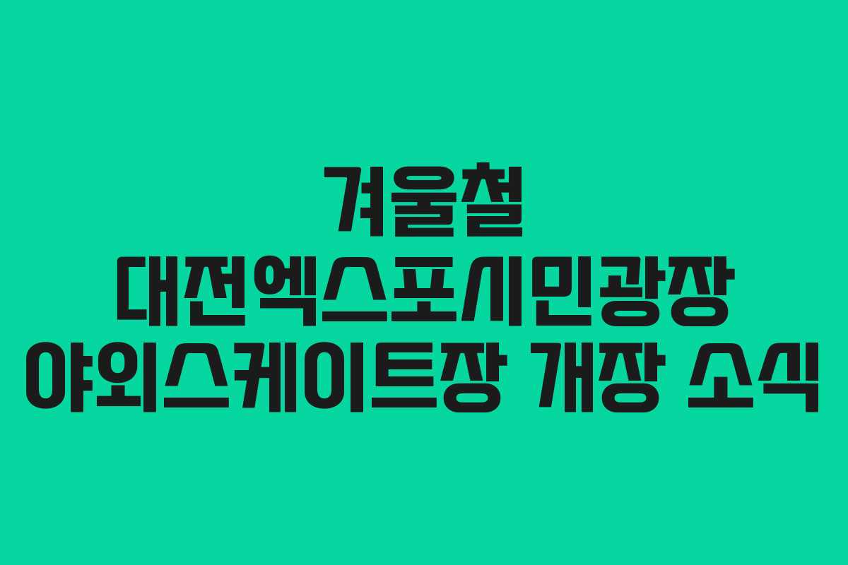 겨울철 대전엑스포시민광장 야외스케이트장 개장 소식