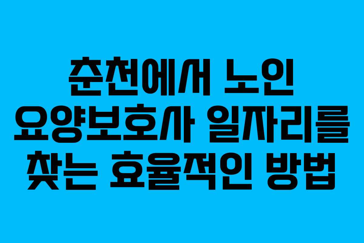 춘천에서 노인 요양보호사 일자리를 찾는 효율적인 방법