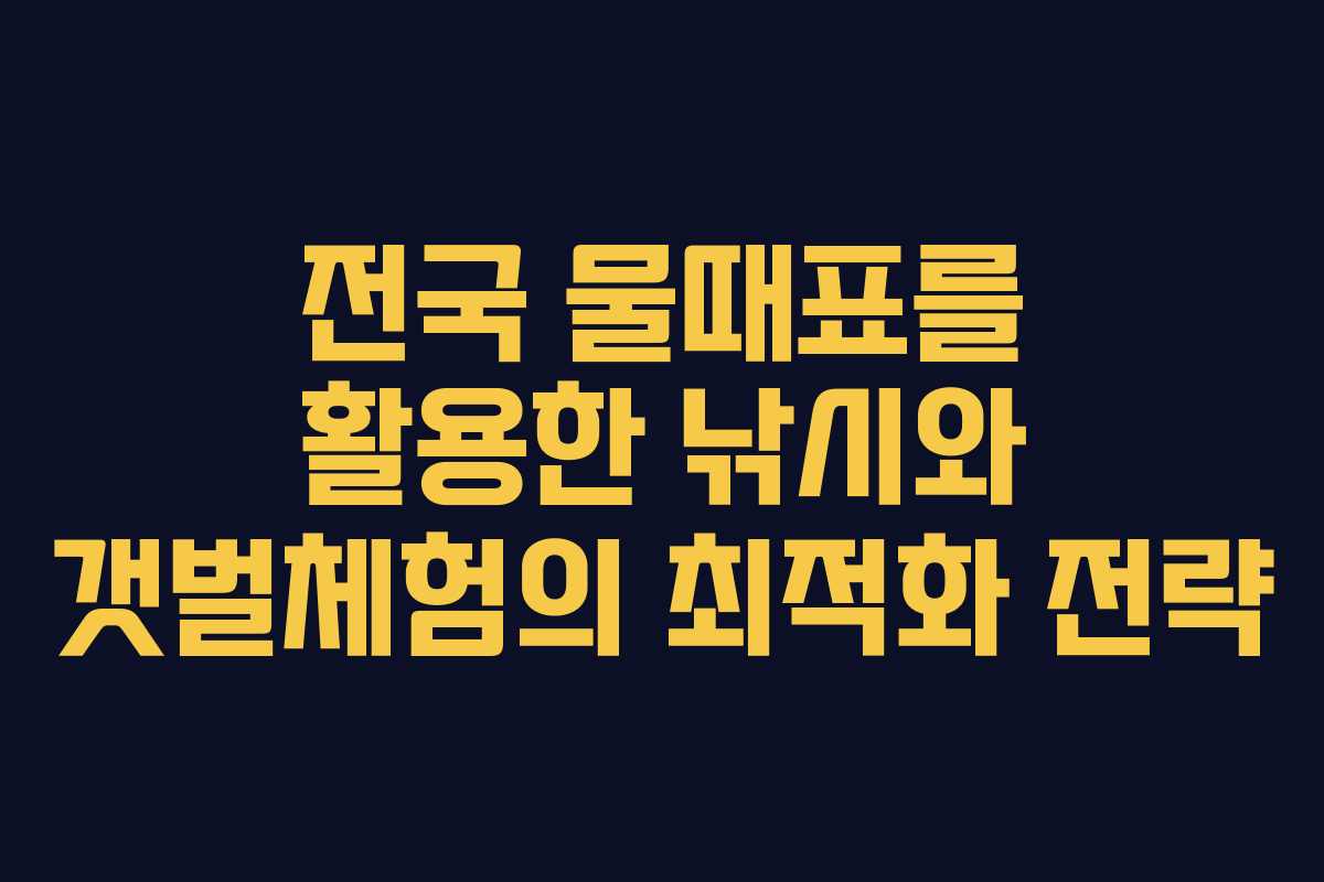 전국 물때표를 활용한 낚시와 갯벌체험의 최적화 전략
