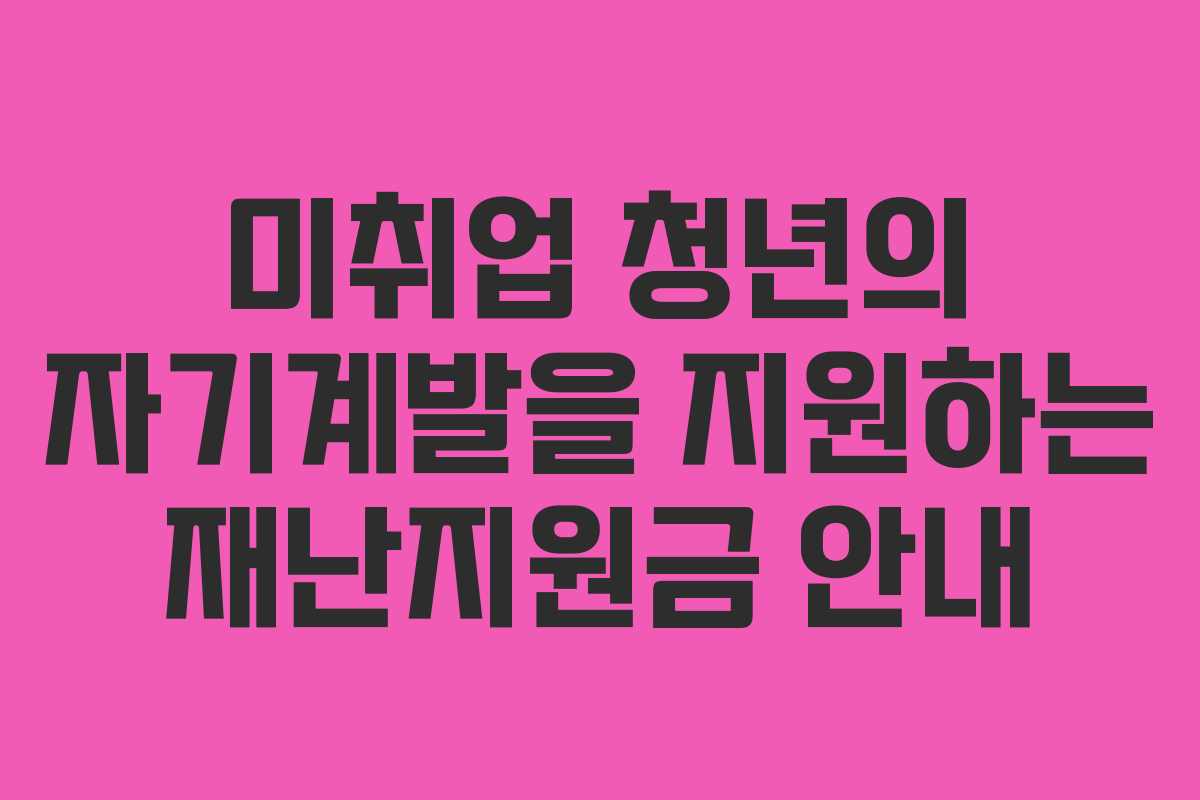 미취업 청년의 자기계발을 지원하는 재난지원금 안내