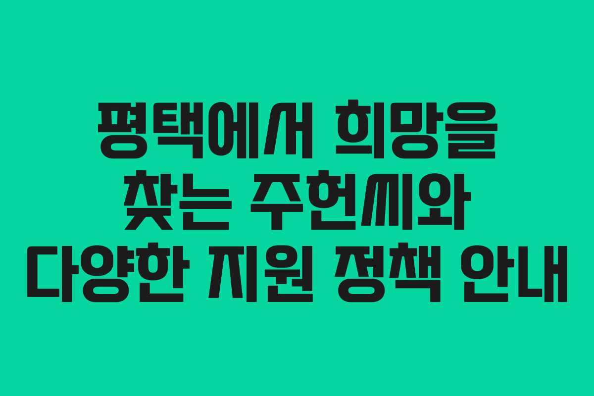 평택에서 희망을 찾는 주헌씨와 다양한 지원 정책 안내