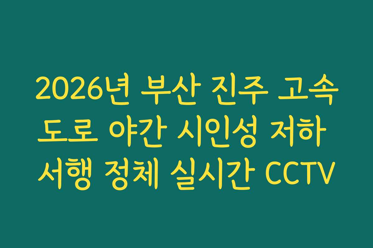 2026년 부산 진주 고속도로 야간 시인성 저하 서행 정체 실시간 CCTV