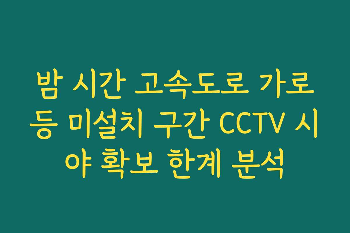 밤 시간 고속도로 가로등 미설치 구간 CCTV 시야 확보 한계 분석 밤 시간 고속도로 가로등 미설치 구간 CCTV 시야 확보 한계 분석