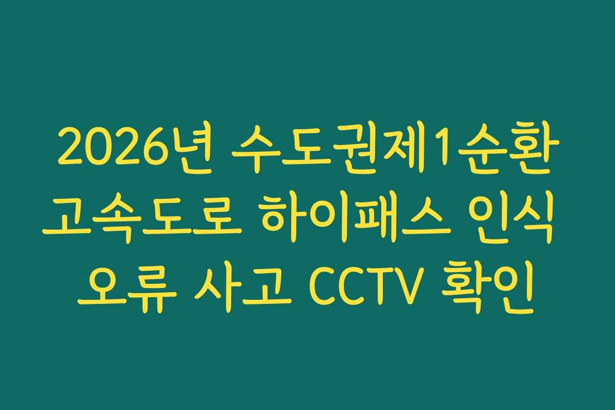 2026년 수도권제1순환고속도로 하이패스 인식 오류 사고 CCTV 확인