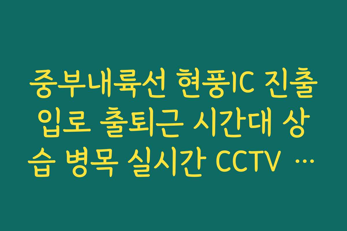 중부내륙선 현풍IC 진출입로 출퇴근 시간대 상습 병목 실시간 CCTV 확인