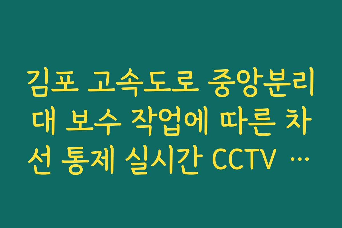 김포 고속도로 중앙분리대 보수 작업에 따른 차선 통제 실시간 CCTV 확인