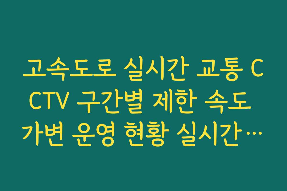 고속도로 실시간 교통 CCTV 구간별 제한 속도 가변 운영 현황 실시간 확인