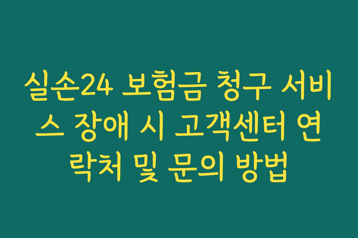 실손24 보험금 청구 서비스 장애 시 고객센터 연락처 및 문의 방법