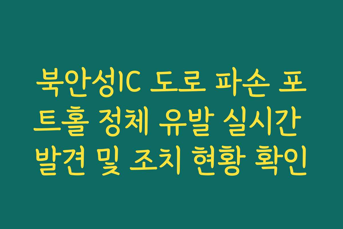 북안성IC 도로 파손 포트홀 정체 유발 실시간 발견 및 조치 현황 확인