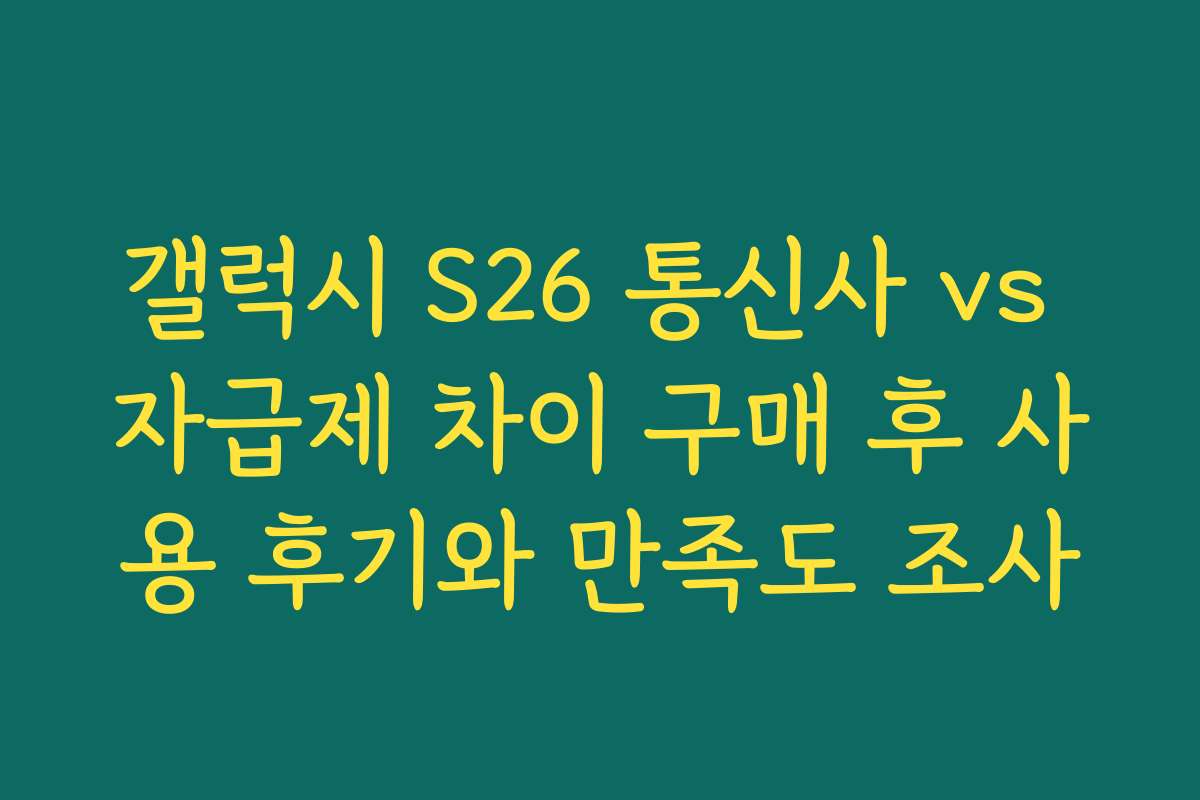 갤럭시 S26 통신사 vs 자급제 차이 구매 후 사용 후기와 만족도 조사 갤럭시 S26 통신사 vs 자급제 차이 구매 후 사용 후기와 만족도 조사