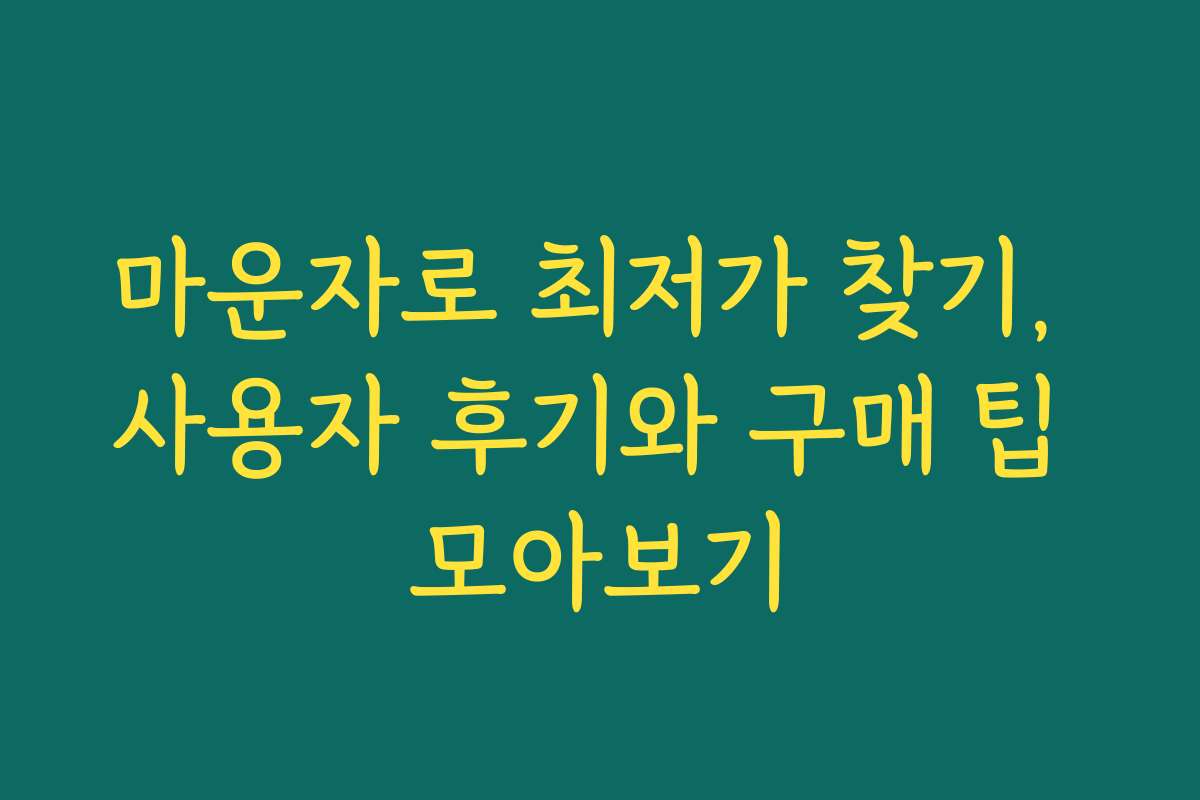 마운자로 최저가 찾기, 사용자 후기와 구매 팁 모아보기