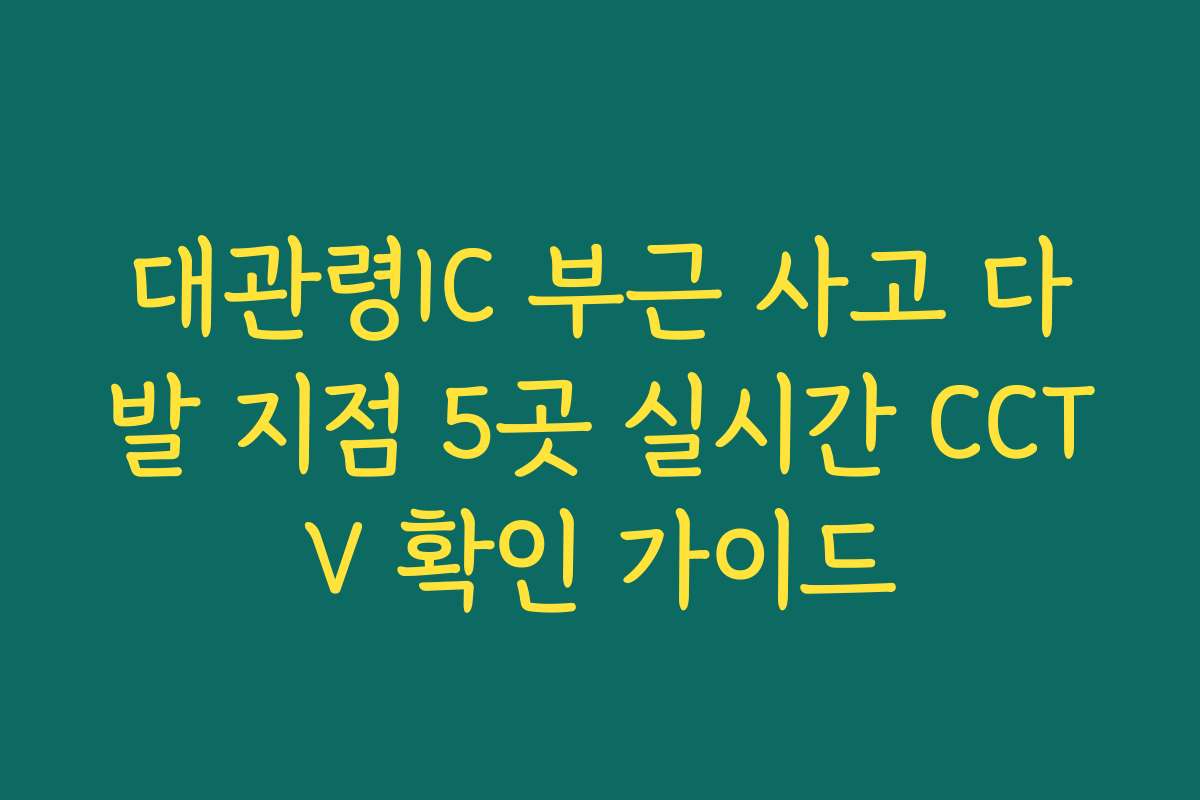 대관령IC 부근 사고 다발 지점 5곳 실시간 CCTV 확인 가이드 대관령IC 부근 사고 다발 지점 5곳 실시간 CCTV 확인 가이드