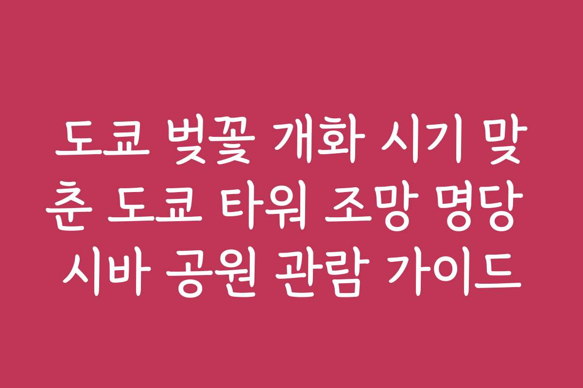 도쿄 벚꽃 개화 시기 맞춘 도쿄 타워 조망 명당 시바 공원 관람 가이드