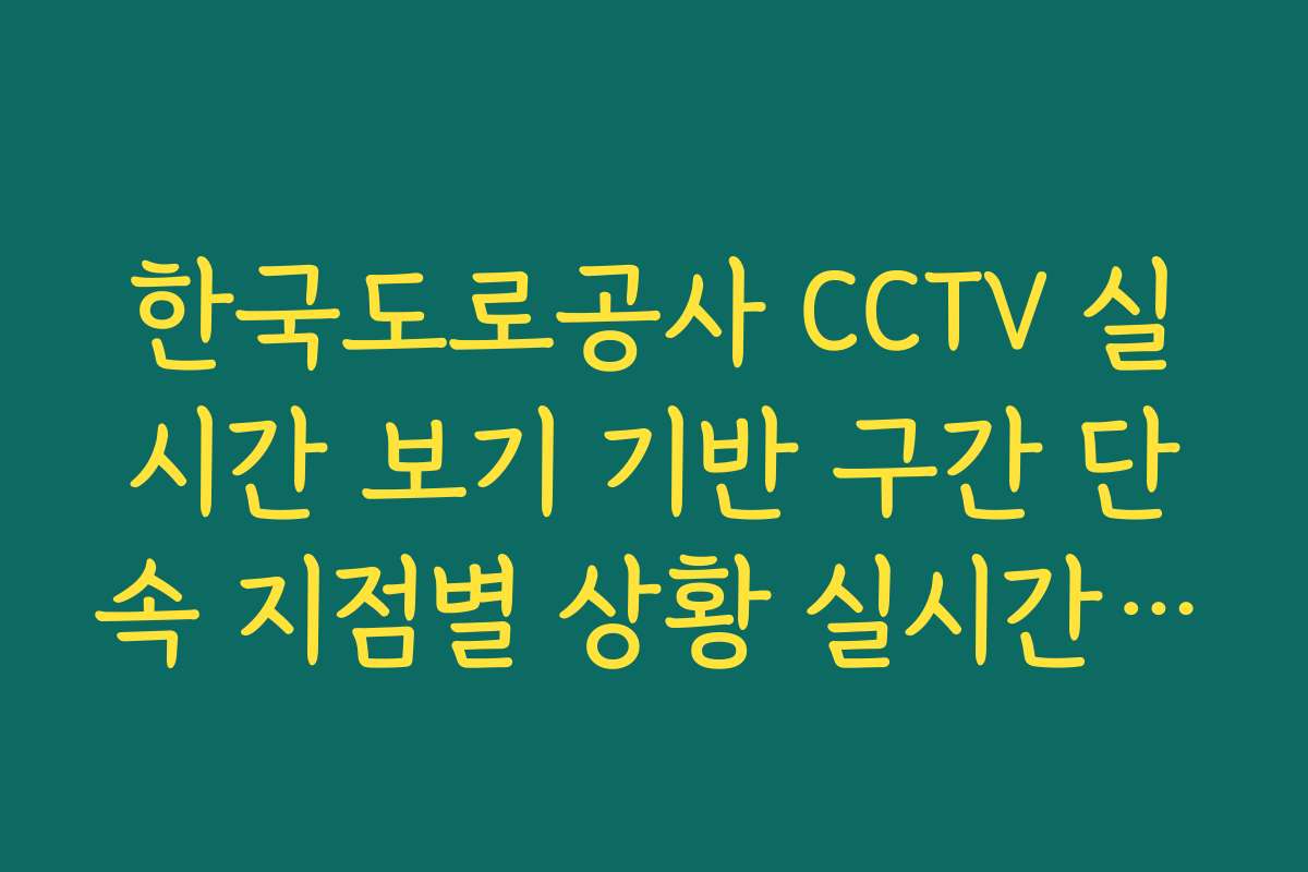 한국도로공사 CCTV 실시간 보기 기반 구간 단속 지점별 상황 실시간 확인