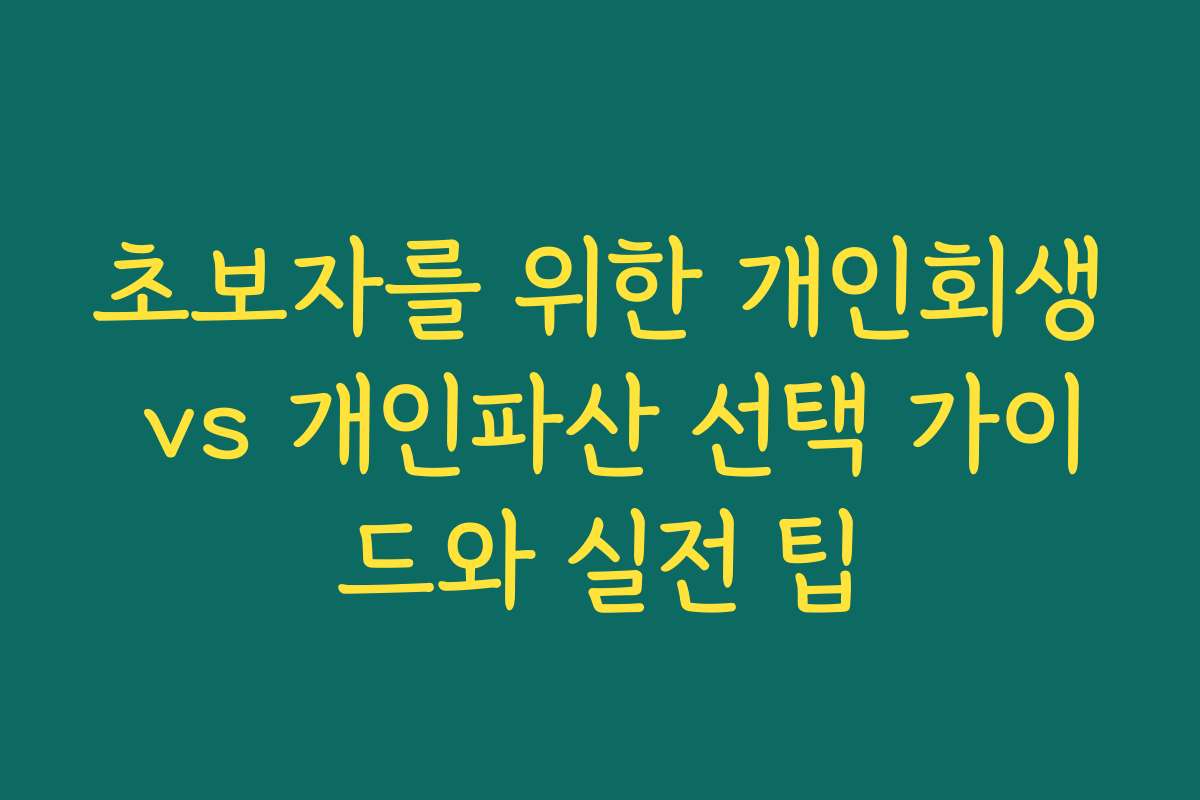 초보자를 위한 개인회생 vs 개인파산 선택 가이드와 실전 팁 초보자를 위한 개인회생 vs 개인파산 선택 가이드와 실전 팁