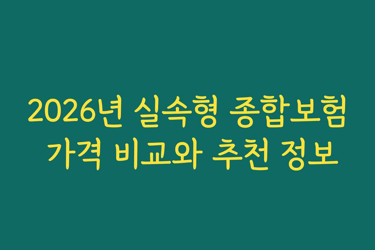 2026년 실속형 종합보험 가격 비교와 추천 정보 2026년 실속형 종합보험 가격 비교와 추천 정보
