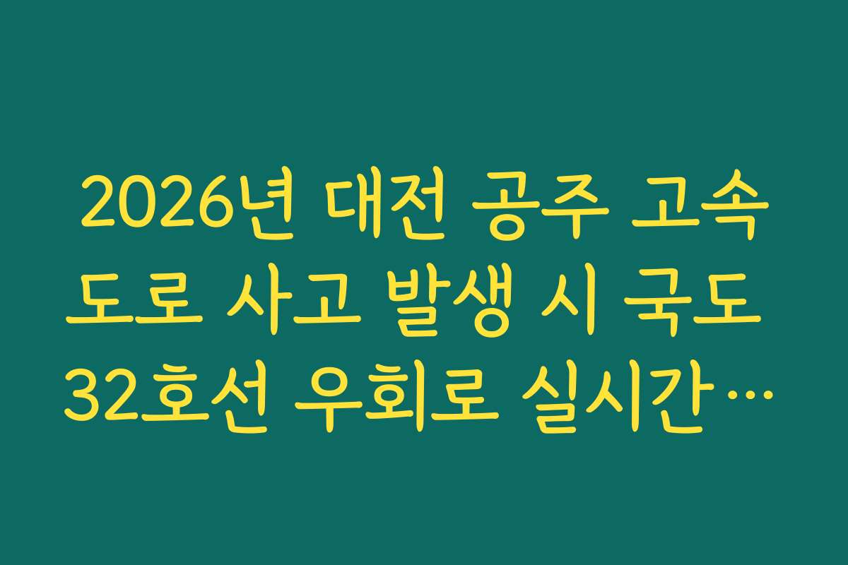 2026년 대전 공주 고속도로 사고 발생 시 국도 32호선 우회로 실시간 분석 2026년 대전 공주 고속도로 사고 발생 시 국도 32호선 우회로 실시간 분석