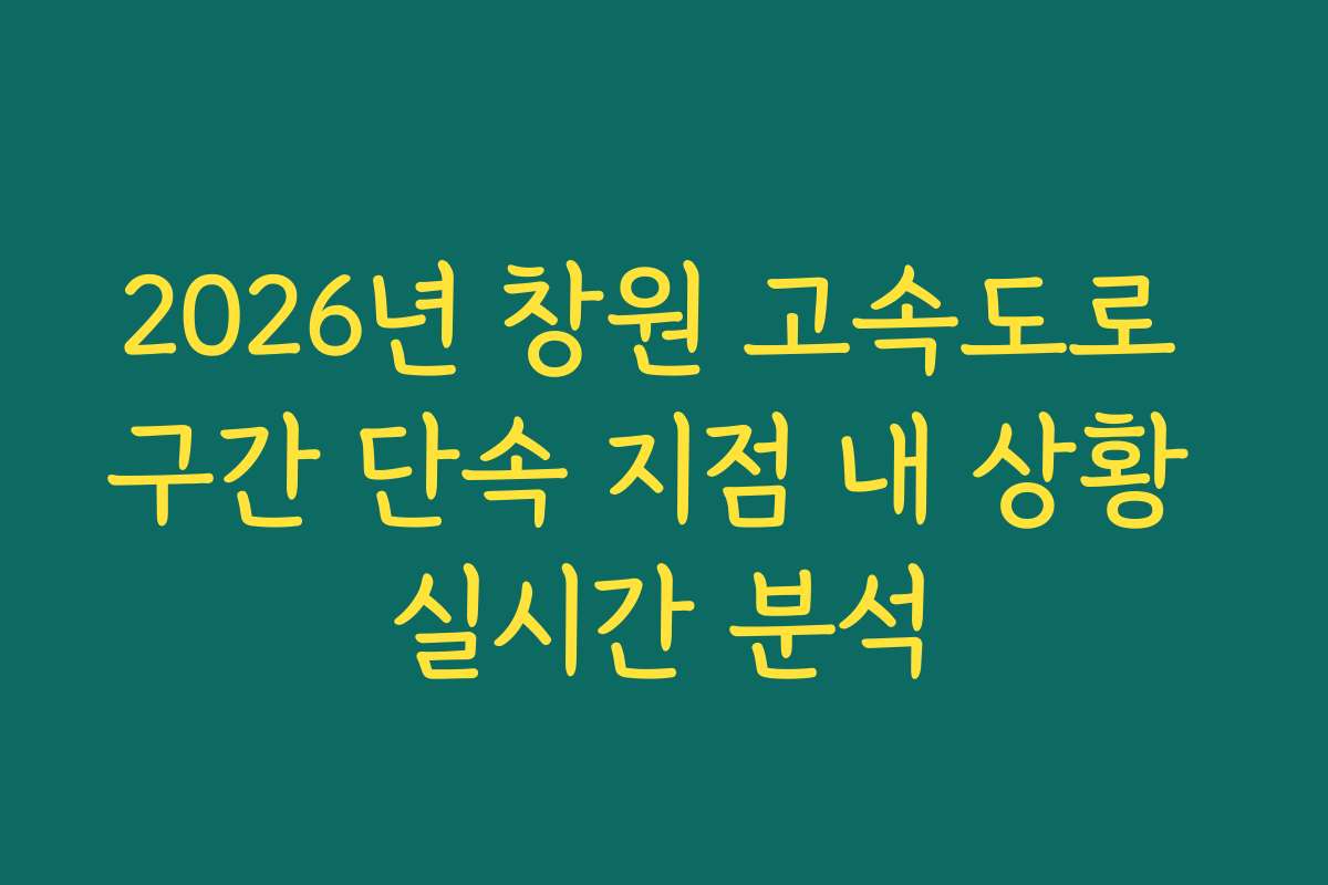 2026년 창원 고속도로 구간 단속 지점 내 상황 실시간 분석