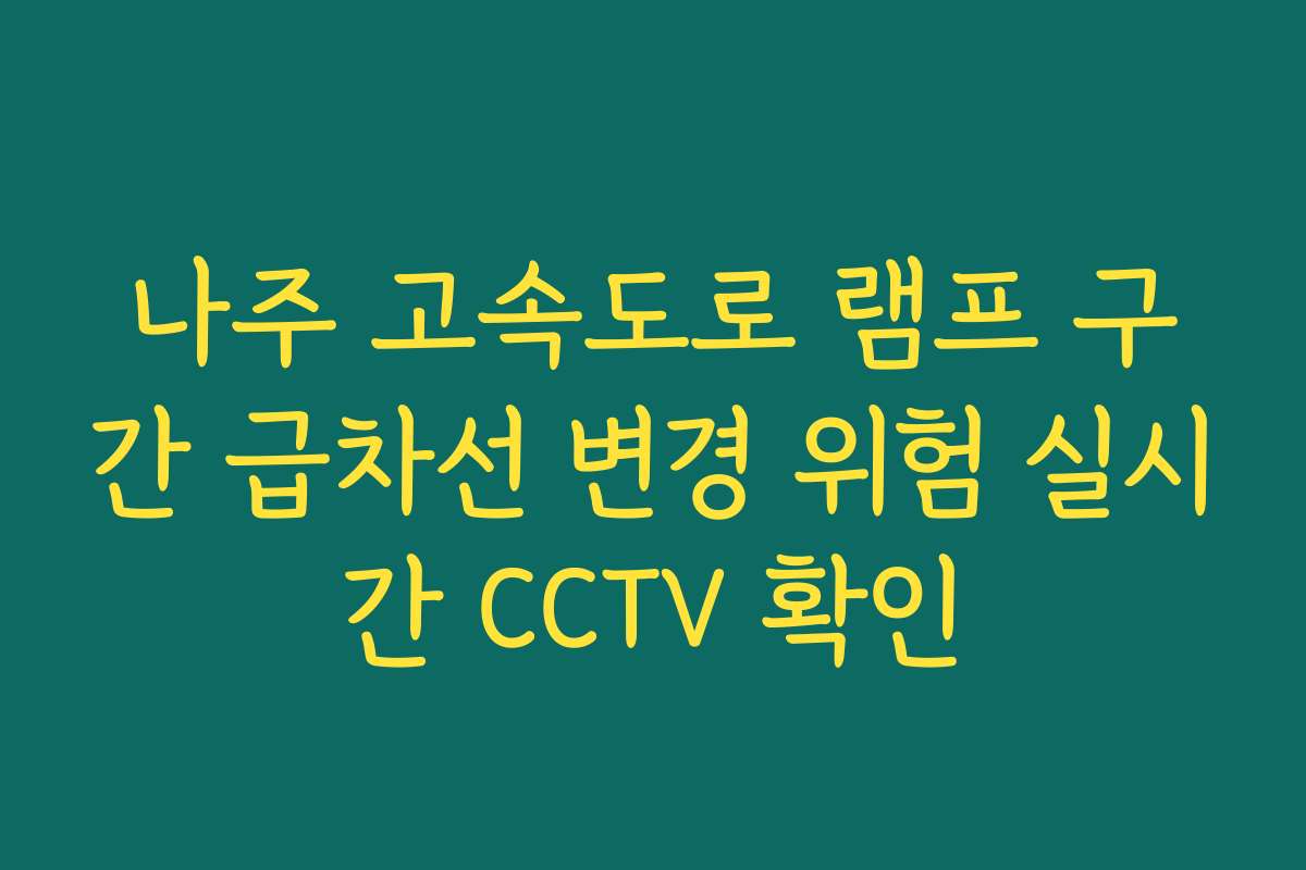 나주 고속도로 램프 구간 급차선 변경 위험 실시간 CCTV 확인 나주 고속도로 램프 구간 급차선 변경 위험 실시간 CCTV 확인