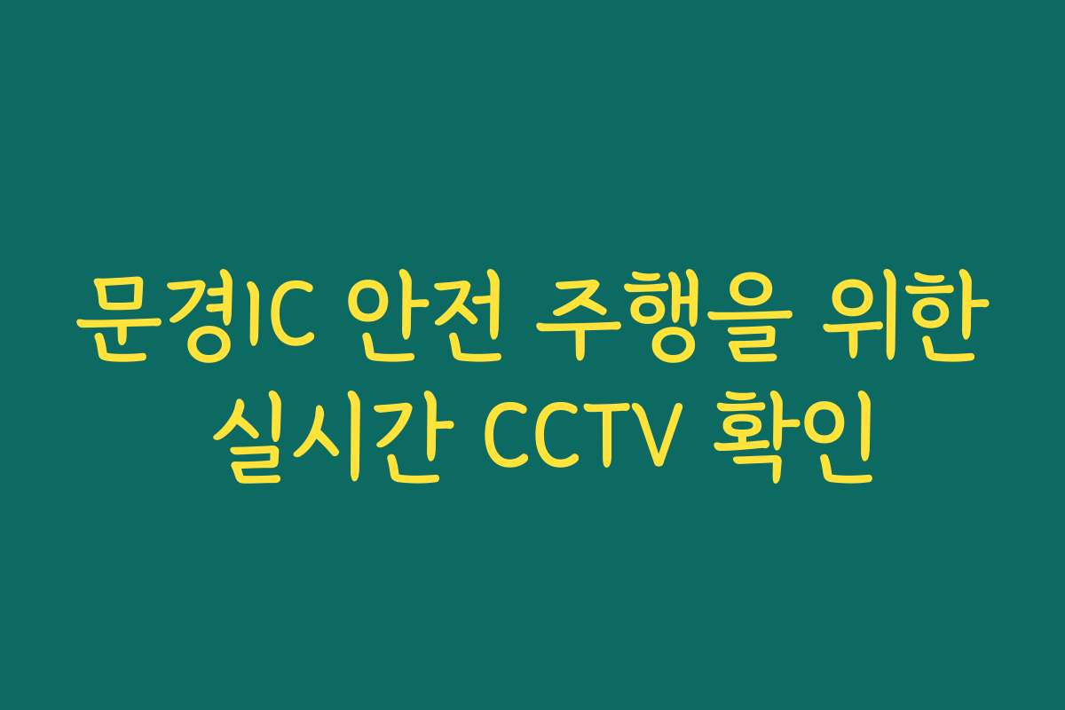 문경IC 안전 주행을 위한 실시간 CCTV 확인 문경IC 안전 주행을 위한 실시간 CCTV 확인