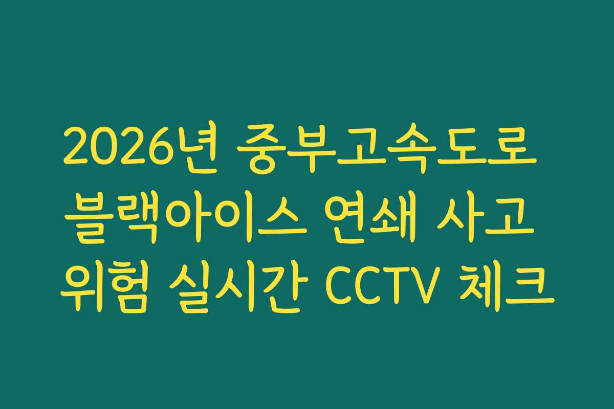 2026년 중부고속도로 블랙아이스 연쇄 사고 위험 실시간 CCTV 체크