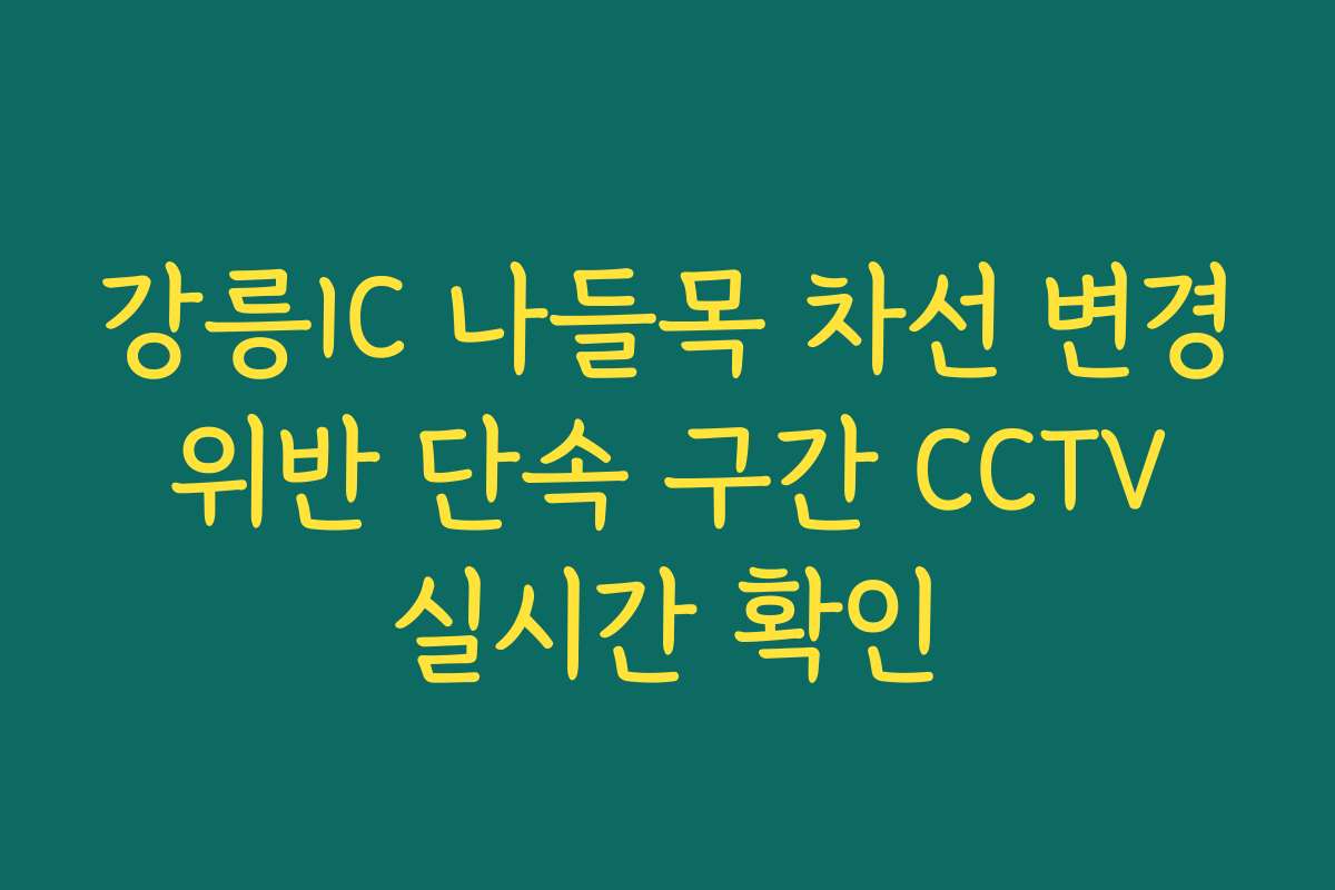 강릉IC 나들목 차선 변경 위반 단속 구간 CCTV 실시간 확인 강릉IC 나들목 차선 변경 위반 단속 구간 CCTV 실시간 확인