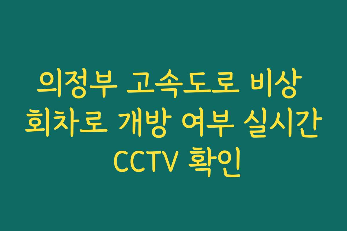 의정부 고속도로 비상 회차로 개방 여부 실시간 CCTV 확인